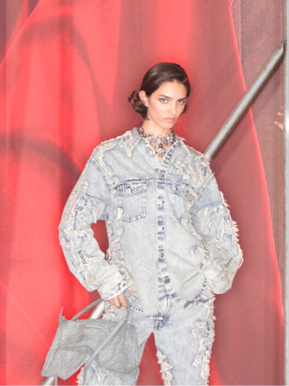 Light Blue Distressed Women's Denim Jacket